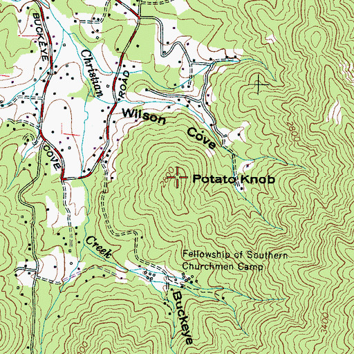 Topographic Map of Potato Knob, NC