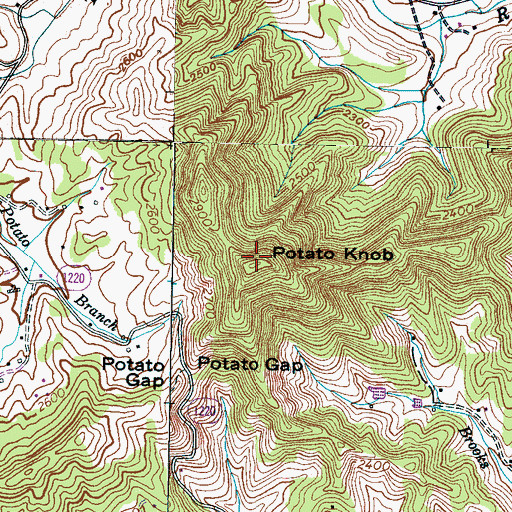 Topographic Map of Potato Knob, NC