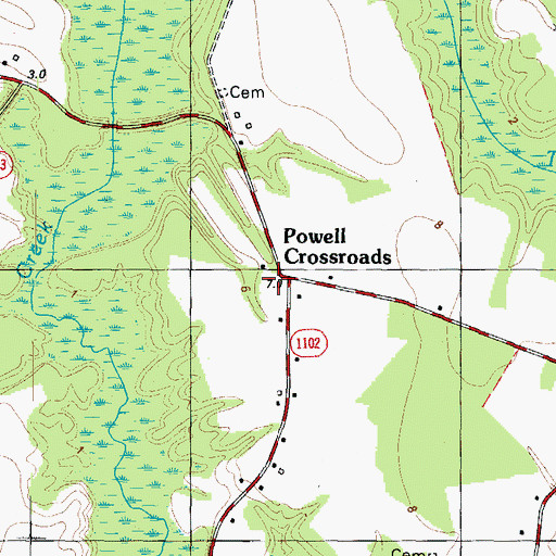 Topographic Map of Powell Crossroads, NC