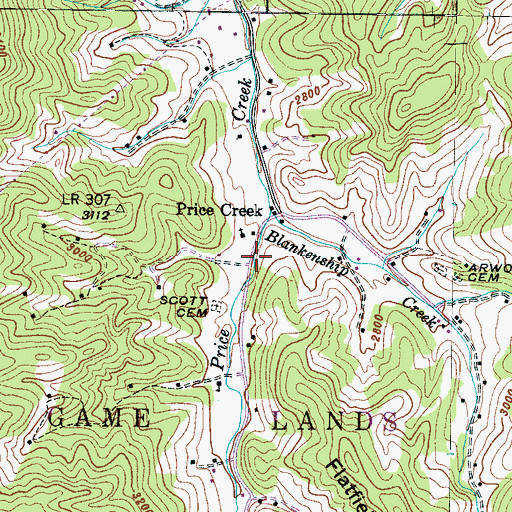 Topographic Map of Price Creek, NC