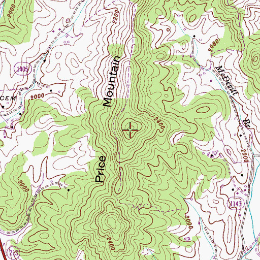 Topographic Map of Price Mountain, NC