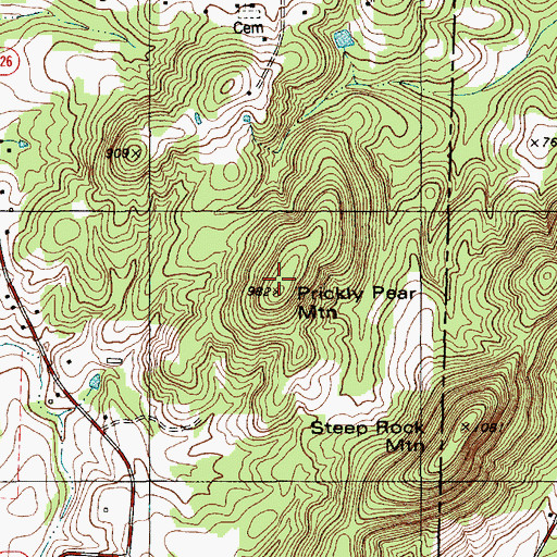 Topographic Map of Prickly Pear Mountain, NC