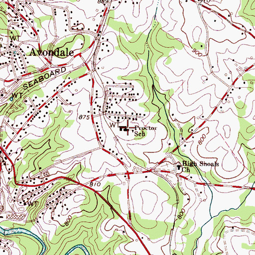 Topographic Map of Proctor School, NC