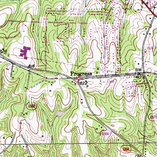 Topographic Map of Progress, NC