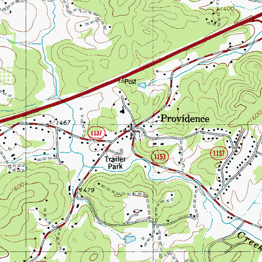 Topographic Map of Providence, NC