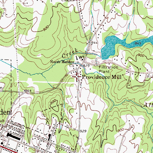 Topographic Map of Providence Mill, NC