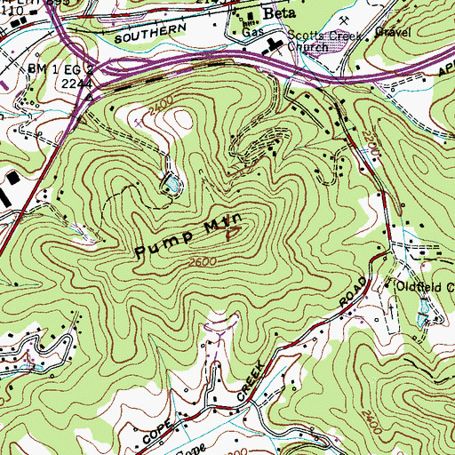 Topographic Map of Pump Mountain, NC