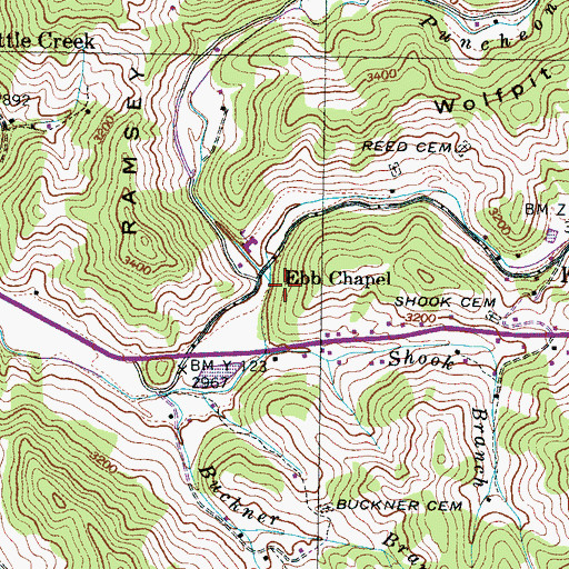 Topographic Map of Puncheon Fork, NC