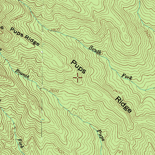 Topographic Map of Pups Ridge, NC