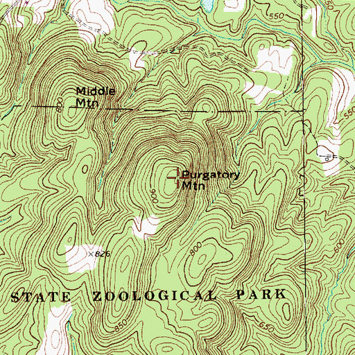 Topographic Map of Purgatory Mountain, NC