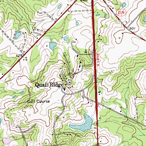 Topographic Map of Quail Ridge, NC