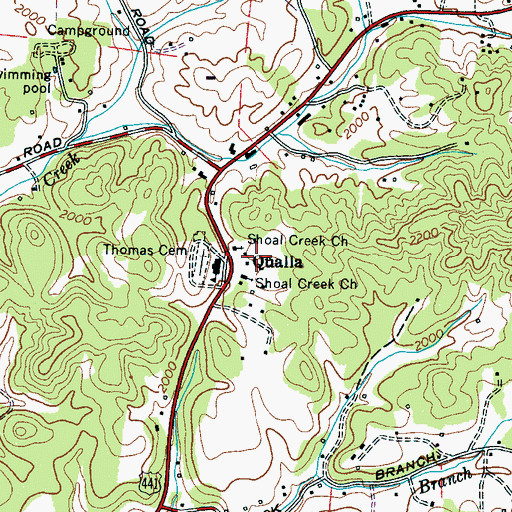 Topographic Map of Qualla, NC
