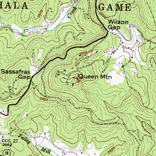 Topographic Map of Queen Mountain, NC