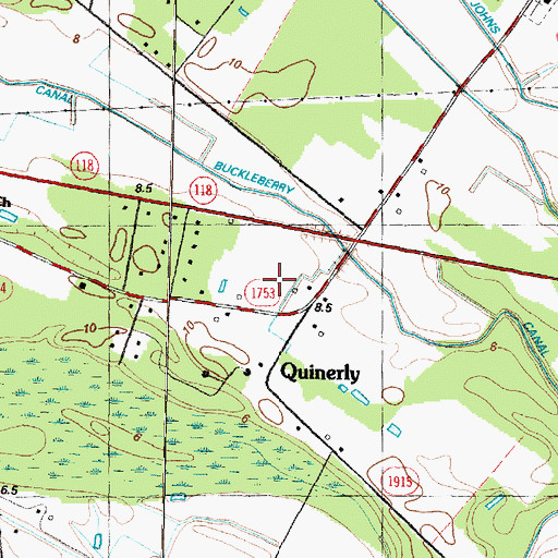 Topographic Map of Quinerly, NC