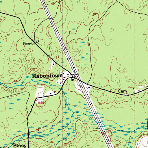 Topographic Map of Rabontown, NC