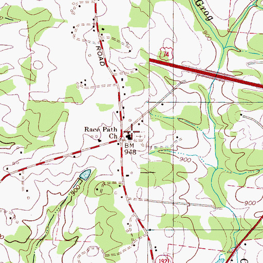 Topographic Map of Race Path Church, NC