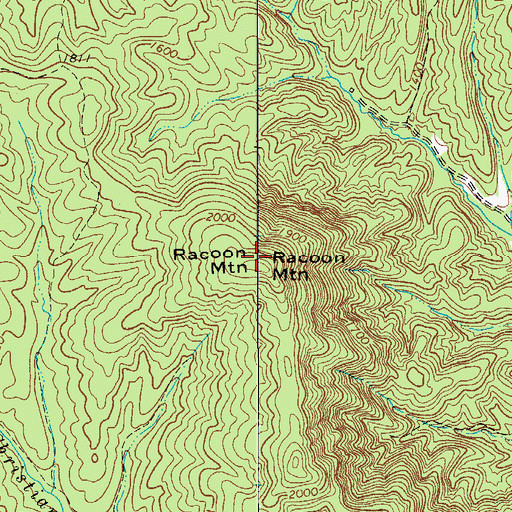 Topographic Map of Racoon Mountain, NC