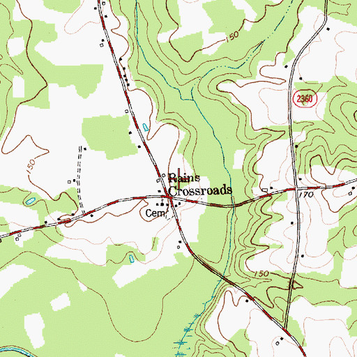 Topographic Map of Rains Crossroads, NC