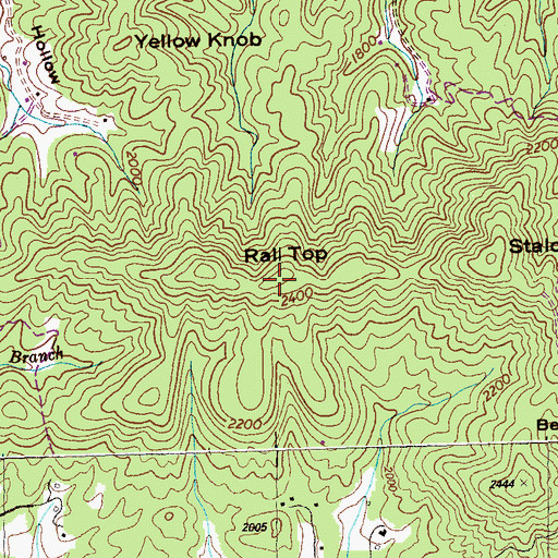 Topographic Map of Rall Top, NC