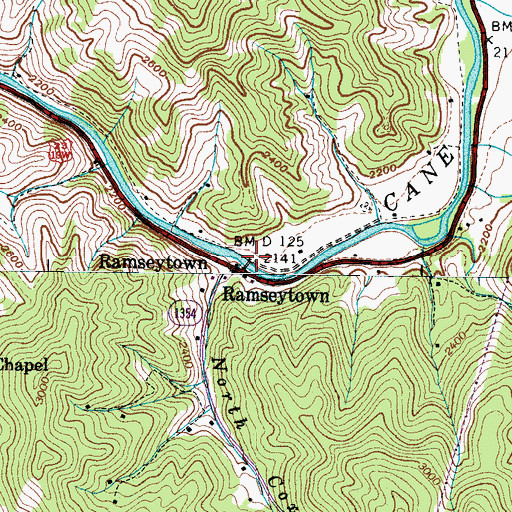Topographic Map of Ramseytown, NC