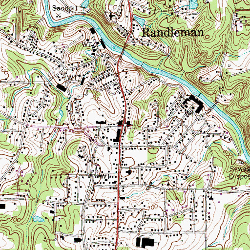 Topographic Map of Randleman, NC