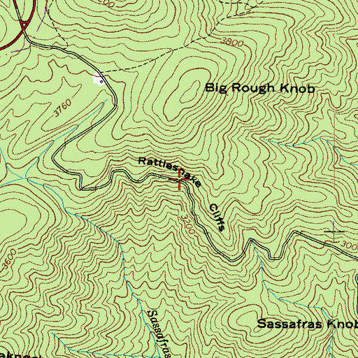 Topographic Map of Rattlesnake Cliffs, NC