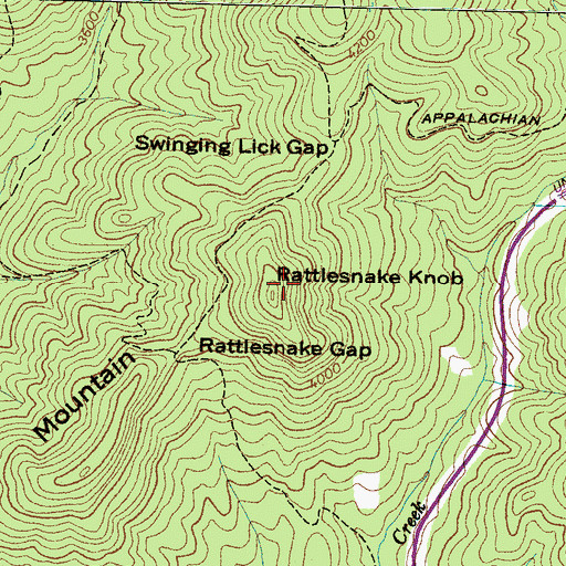 Topographic Map of Rattlesnake Knob, NC