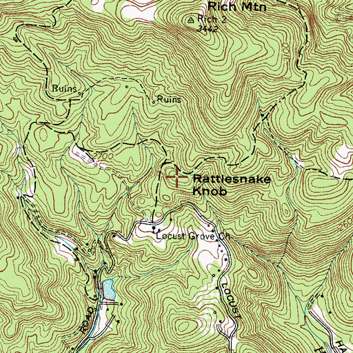 Topographic Map of Rattlesnake Knob, NC