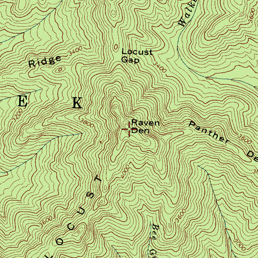 Topographic Map of Raven Den, NC