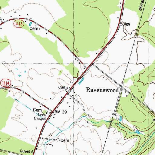 Topographic Map of Ravenswood, NC
