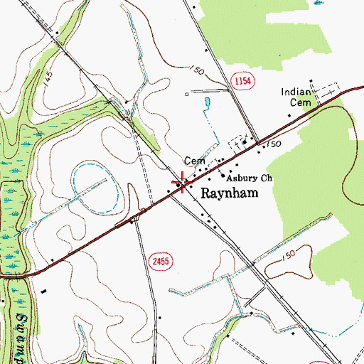Topographic Map of Raynham, NC