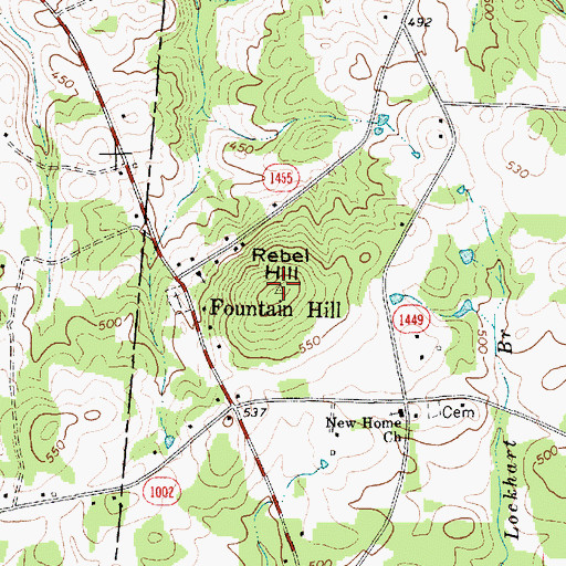 Topographic Map of Rebel Hill, NC
