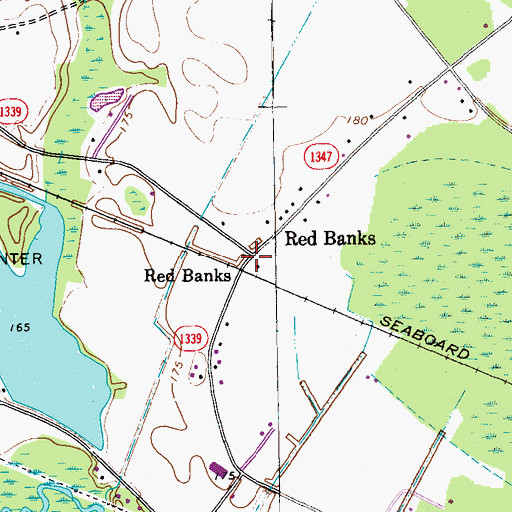 Topographic Map of Red Banks, NC