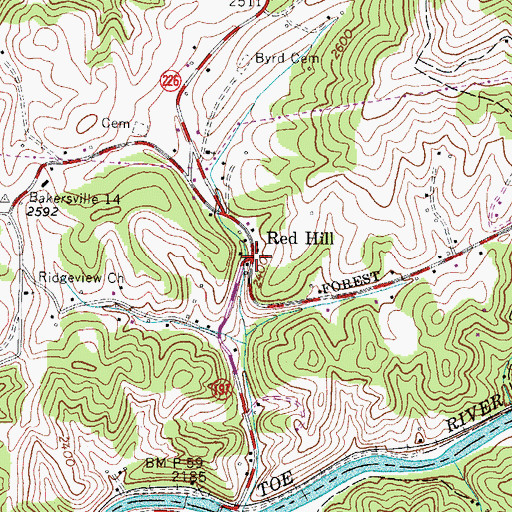 Topographic Map of Red Hill, NC