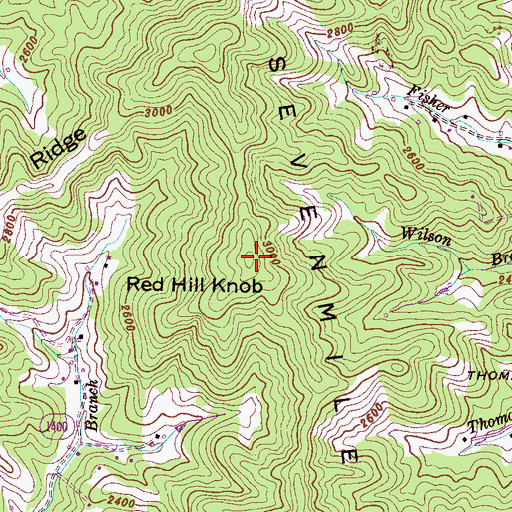 Topographic Map of Red Hill Knob, NC