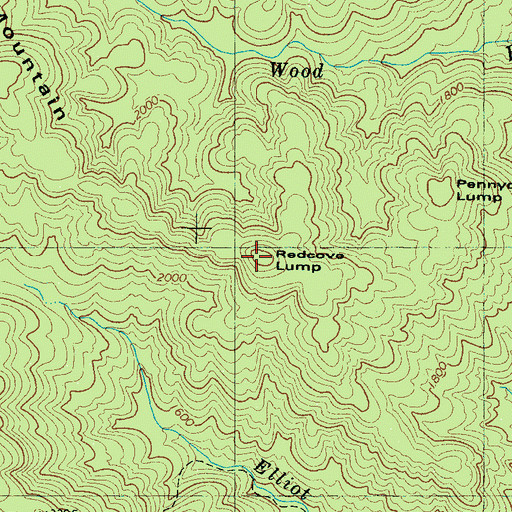 Topographic Map of Redcove Lump, NC