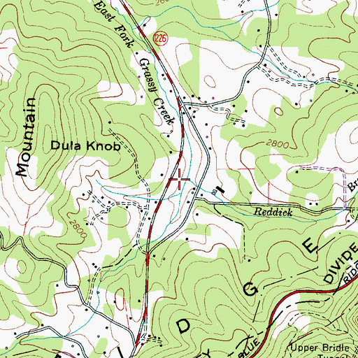 Topographic Map of Reddick Branch, NC