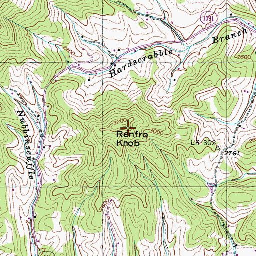 Topographic Map of Renfro Knob, NC