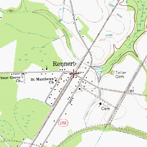 Topographic Map of Rennert, NC