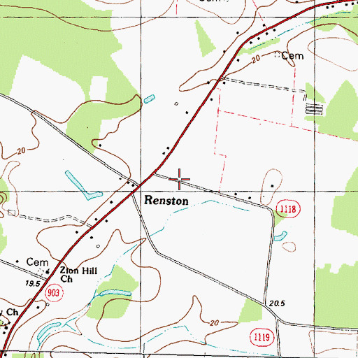 Topographic Map of Renston, NC