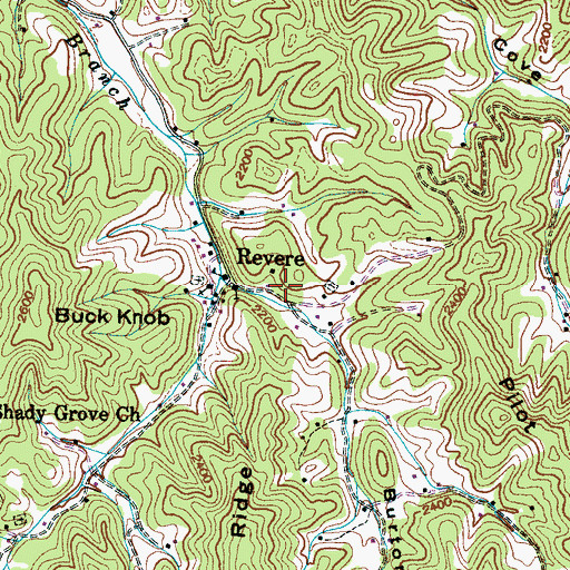 Topographic Map of Revere, NC