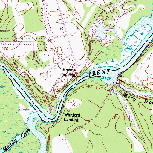 Topographic Map of Rhems Landing, NC