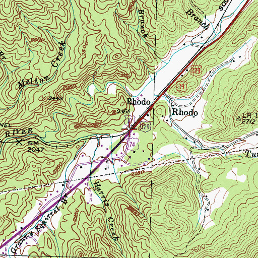 Topographic Map of Rhodo, NC