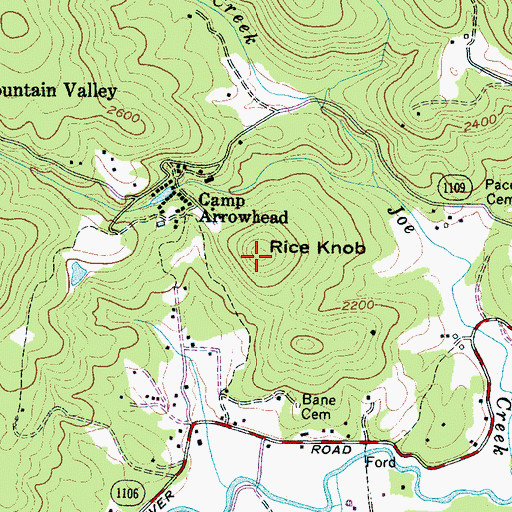 Topographic Map of Rice Knob, NC