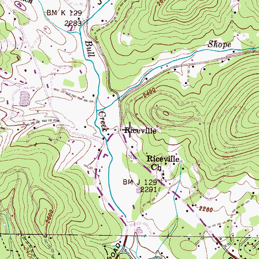 Topographic Map of Riceville, NC