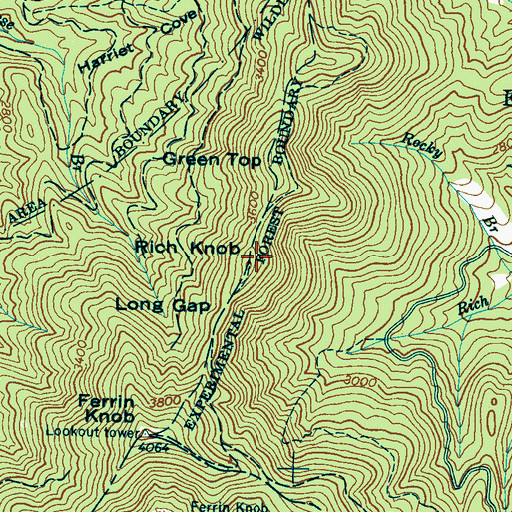 Topographic Map of Rich Knob, NC