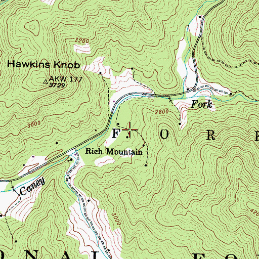 Topographic Map of Rich Mountain, NC
