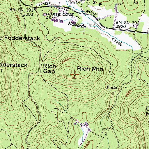 Topographic Map of Rich Mountain, NC