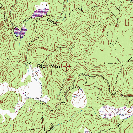 Topographic Map of Rich Mountain, NC