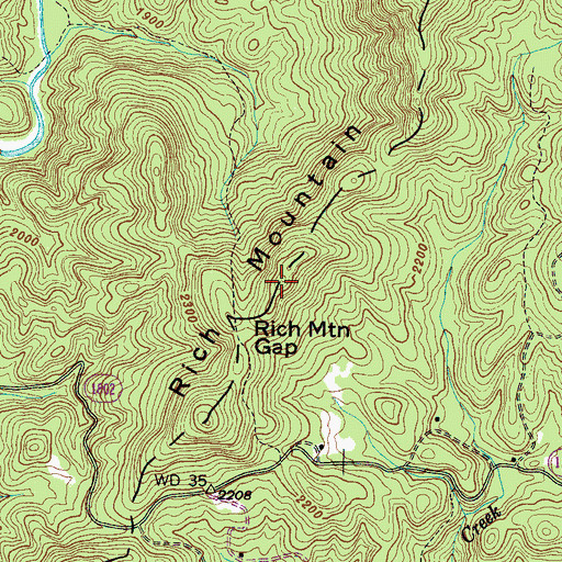 Topographic Map of Rich Mountain, NC